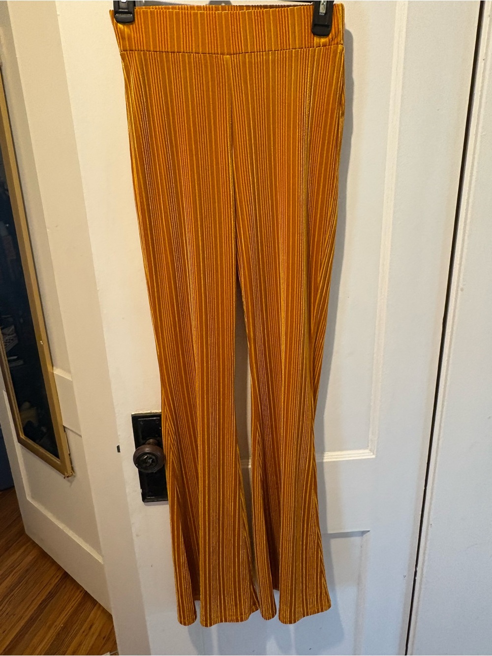 Forever 21 Golden Striped Texturized Flare Pants